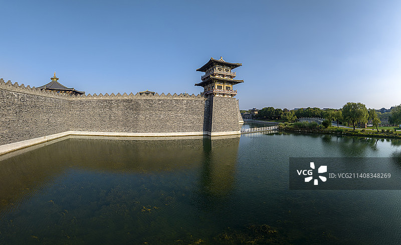 航拍襄阳唐城景区影视城影视基地城市旅游风光图片素材