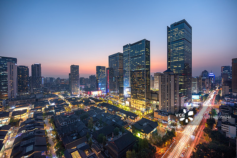 成都春熙路太古里IFS高视角夜景城市风光城市天际线图片素材
