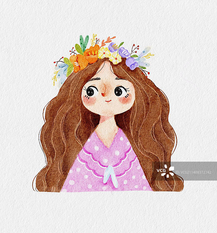 可爱的儿童插画小女孩儿图片素材