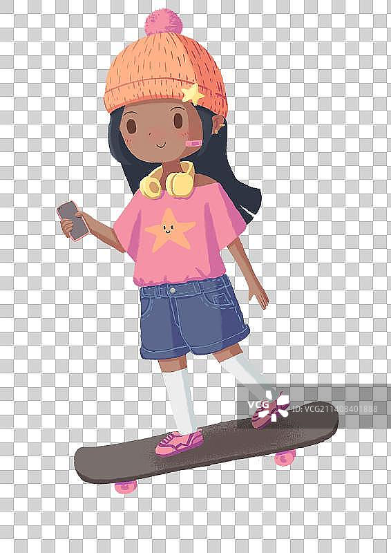滑板少女图片素材