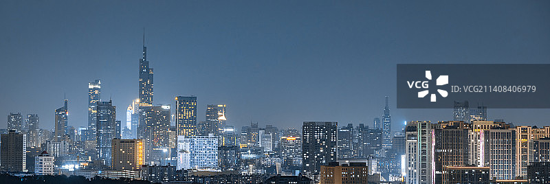 南京城市风光夜景全景图片素材