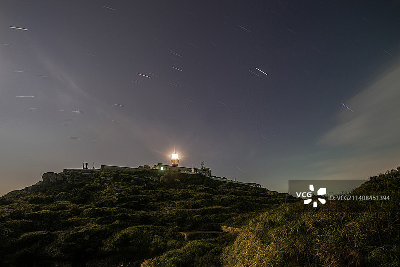 浙江舟山渔山岛灯塔星空图片素材