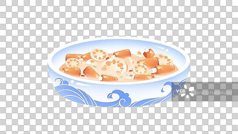 莲藕排骨汤——菜肴系列插画素材图片素材