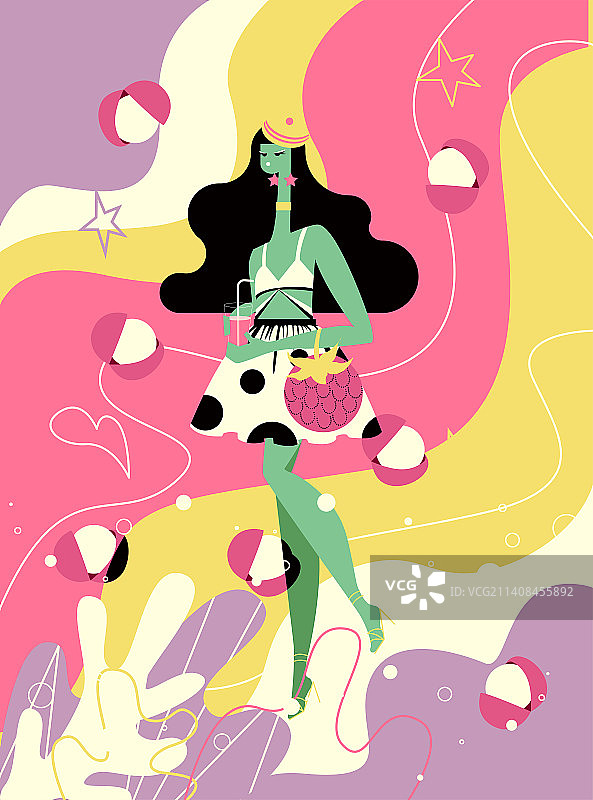 扁平水果人物插画图片素材