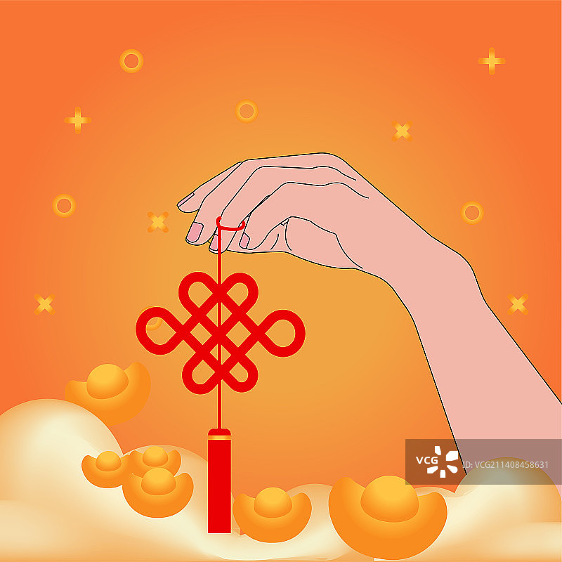 矢量手势与红包元宝图片素材