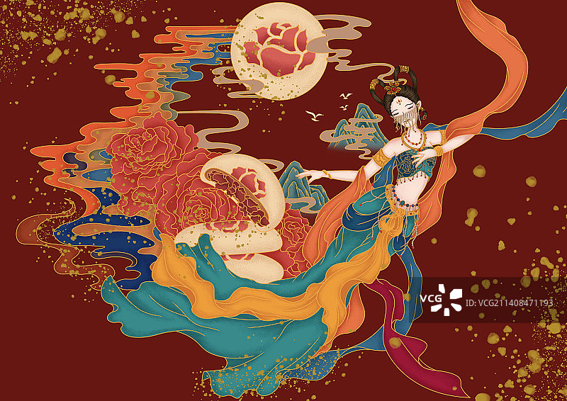 敦煌鲜花饼飞天宣传包装设计图片素材