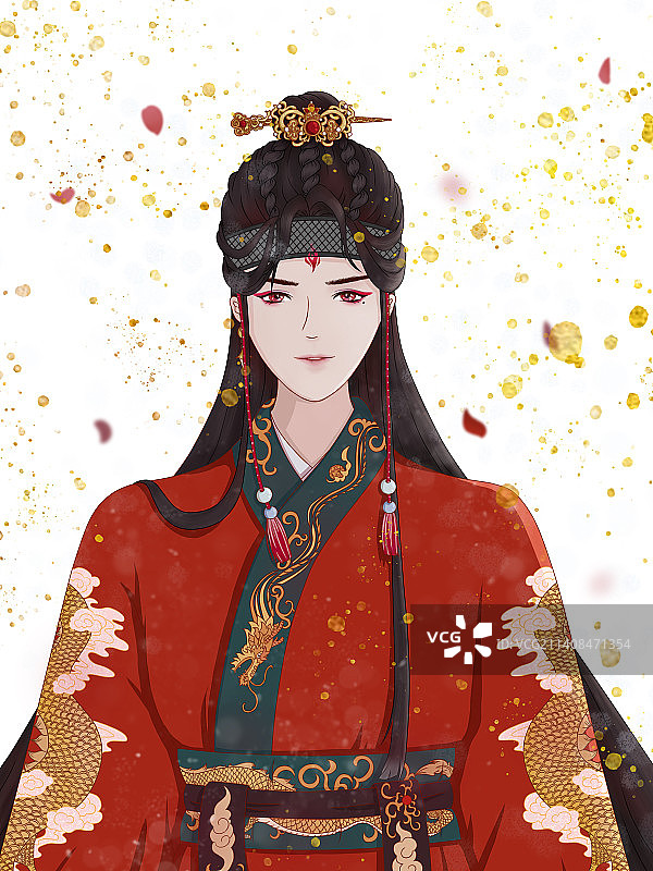 古风美男金箔宣传封面图片素材