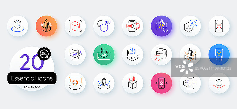 增强现实线性图标VR模拟图片素材