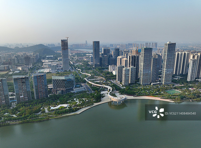 广东省佛山市顺德工业发展馆顺德金凤凰广场航拍图片素材