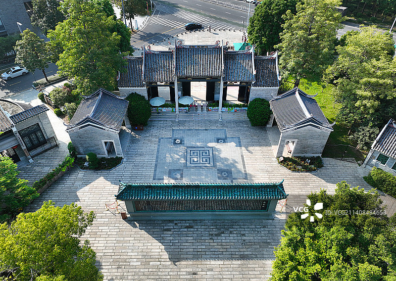 广东省佛山市顺德区北滘门广场北滘公园岭南和园航拍图片素材