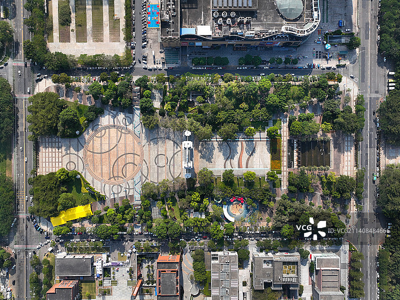 广东省佛山市顺德区北滘门广场北滘公园岭南和园航拍图片素材