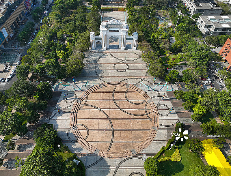 广东省佛山市顺德区北滘门广场北滘公园岭南和园航拍图片素材