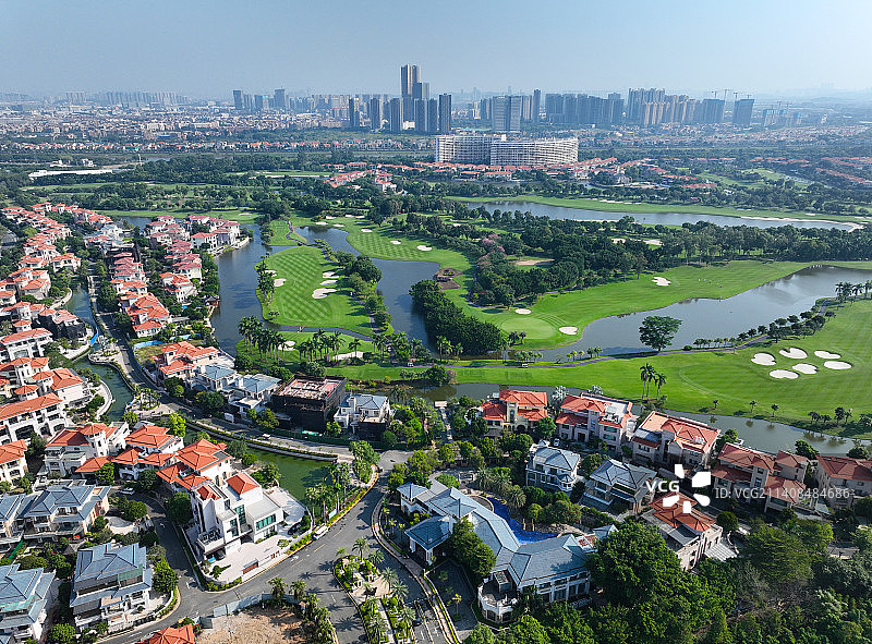 广东省佛山市顺德区北滘美的总部和美术馆君兰江山航拍图片素材