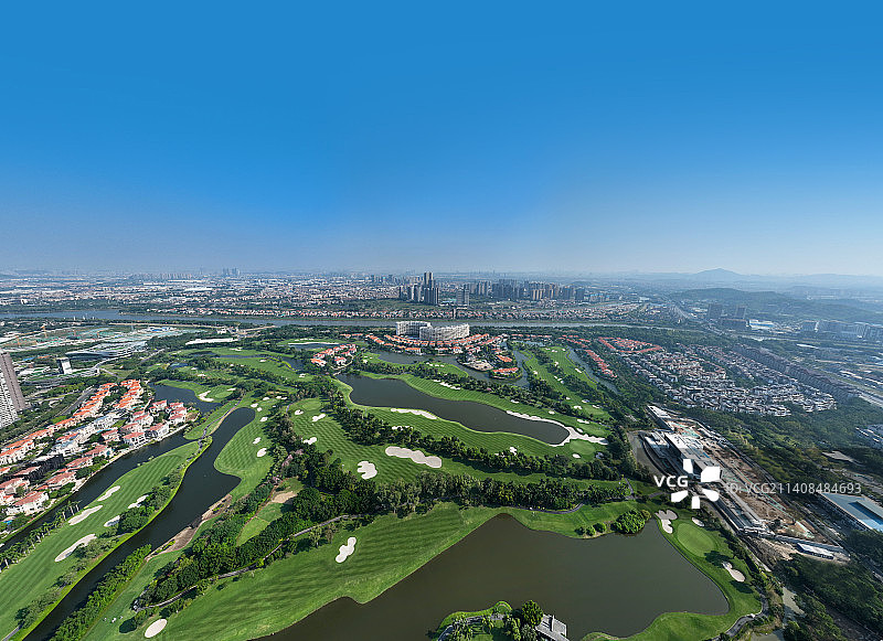 广东省佛山市顺德区北滘美的总部和美术馆君兰江山航拍图片素材