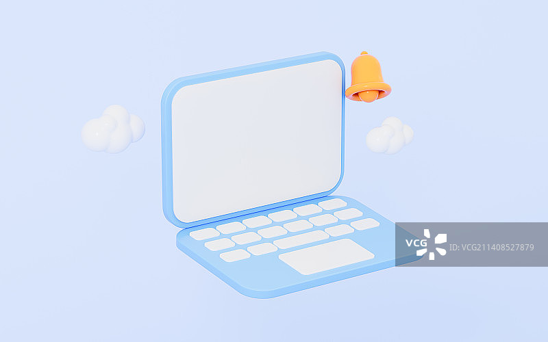 卡通笔记本电脑3D渲染图片素材