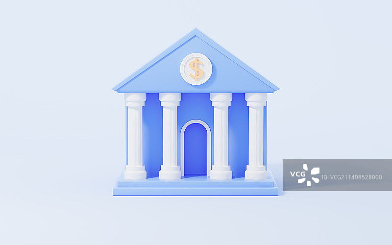 卡通银行模型3D渲染图片素材