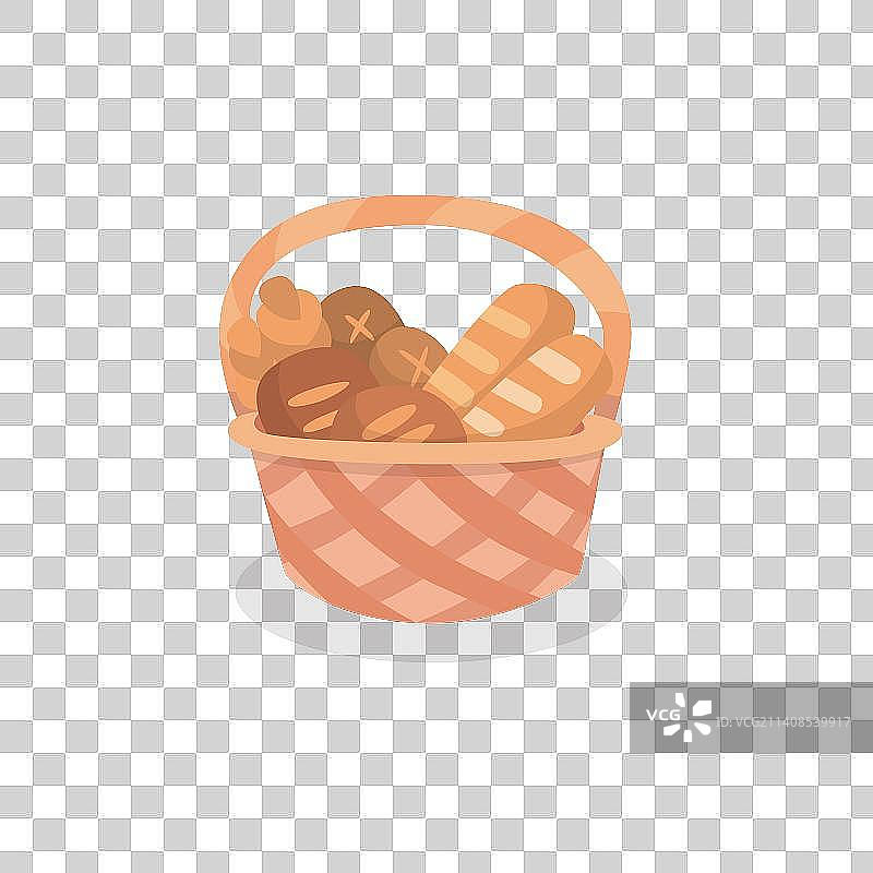 透明矢量一篮子面包图片素材