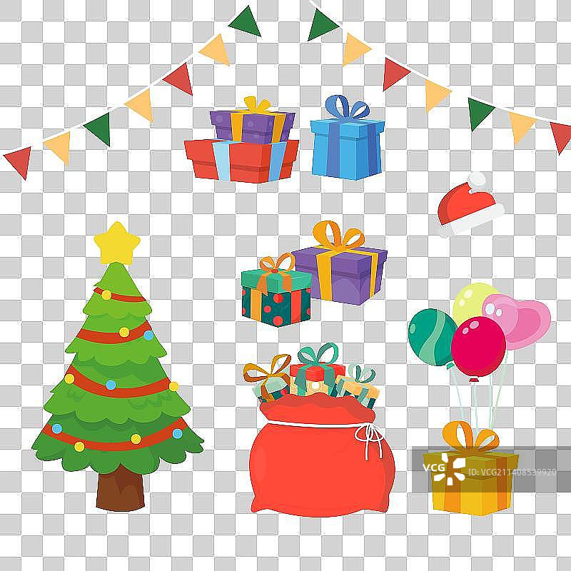 矢量透明圣诞元素组合图片素材