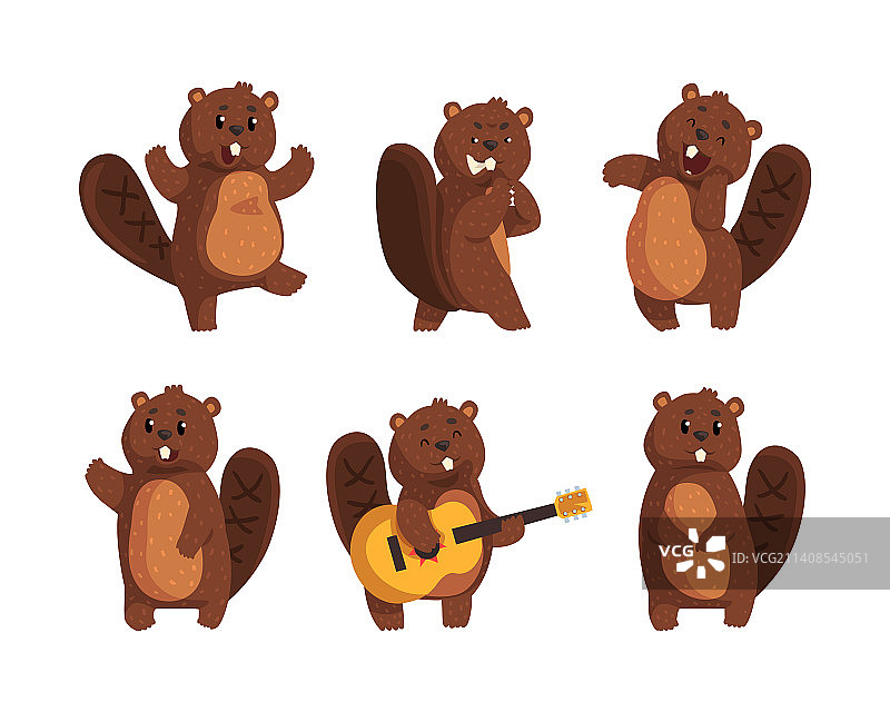 友善的趣味海狸角色图片素材