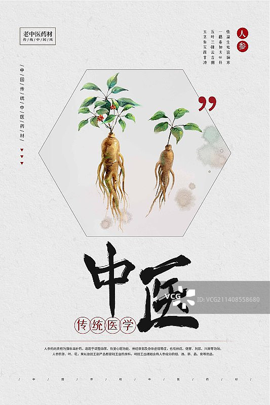 中医海报模板——人参图片素材