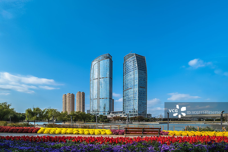 昆山花桥中央公园风光图片素材