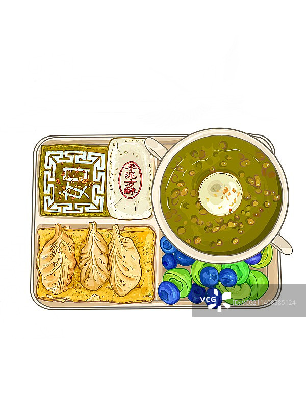 线稿风食物插画｜菜单｜中式早餐图片素材