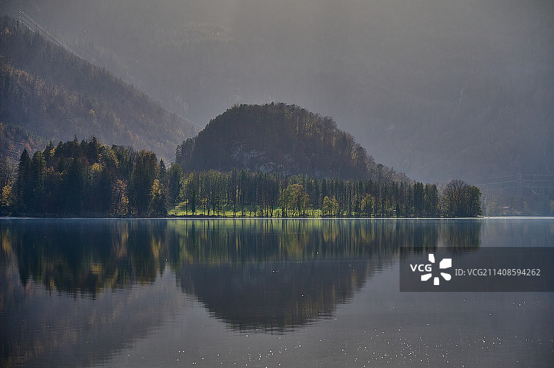 科赫尔湖的朦胧一日，德国图片素材