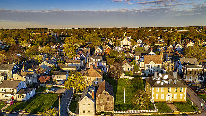 新罕布什尔州朴茨茅斯城镇景观高角度视图，美国图片素材