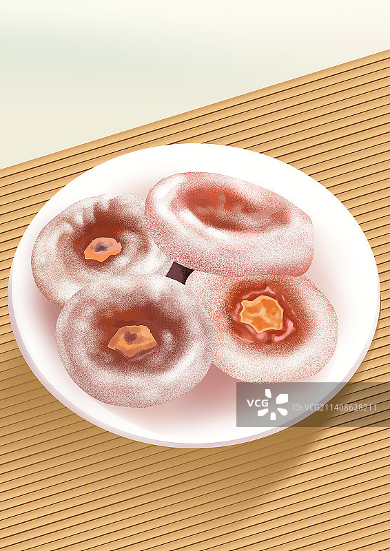中药材水果果干零食柿饼干货美食食物食材风干柿子美味插画图片素材
