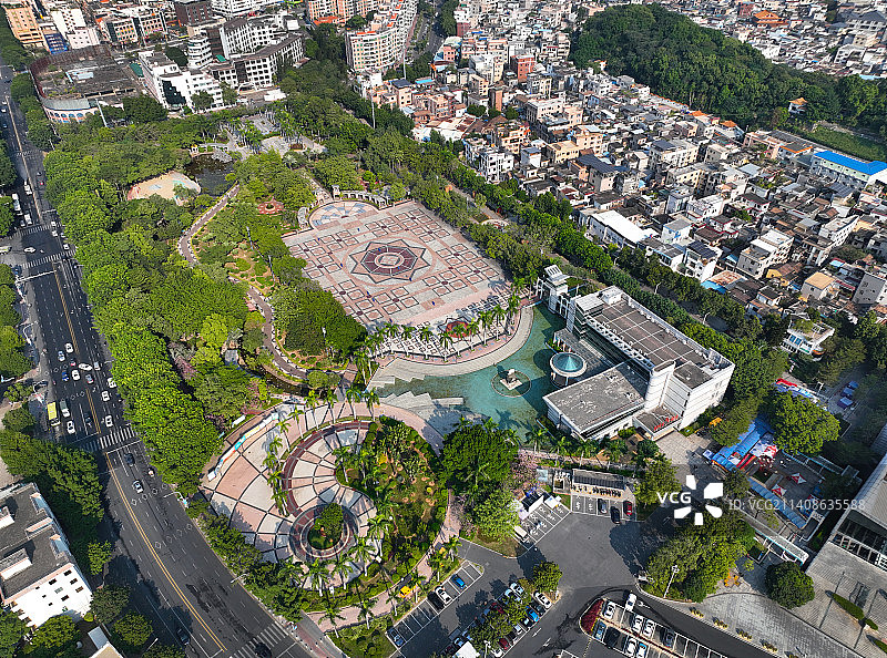 广东省佛山市顺德区花溪公园狮山公园航拍图片素材