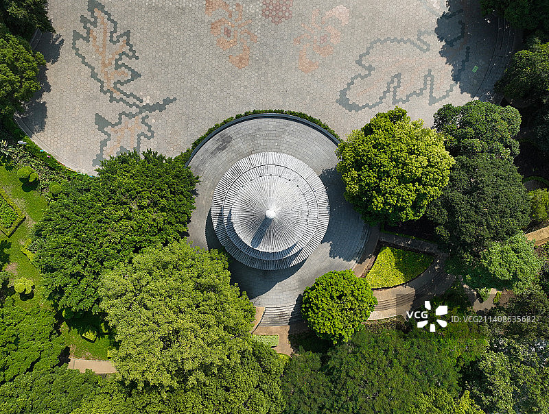 广东省中山市小榄镇龙山公园江滨公园航拍图片素材