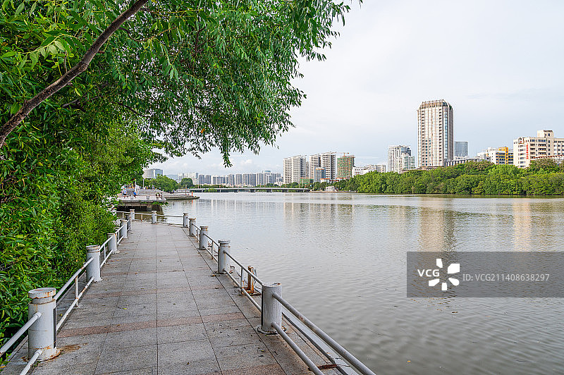 三亚三亚河湿地流域风景及改善建设风貌图片素材