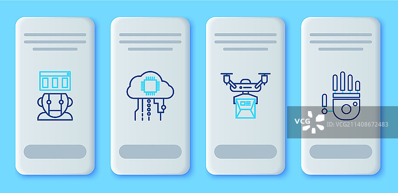 物联网无人机配送线条图标图片素材