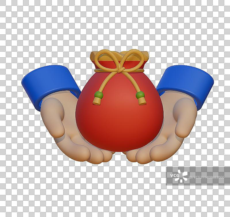拿着福袋的手3D素材图片素材