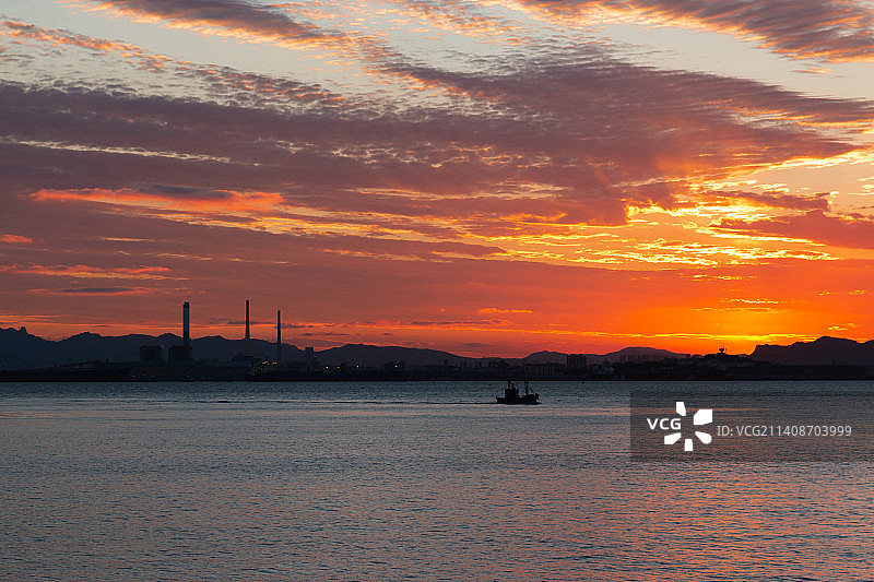 青岛海边日落图片素材