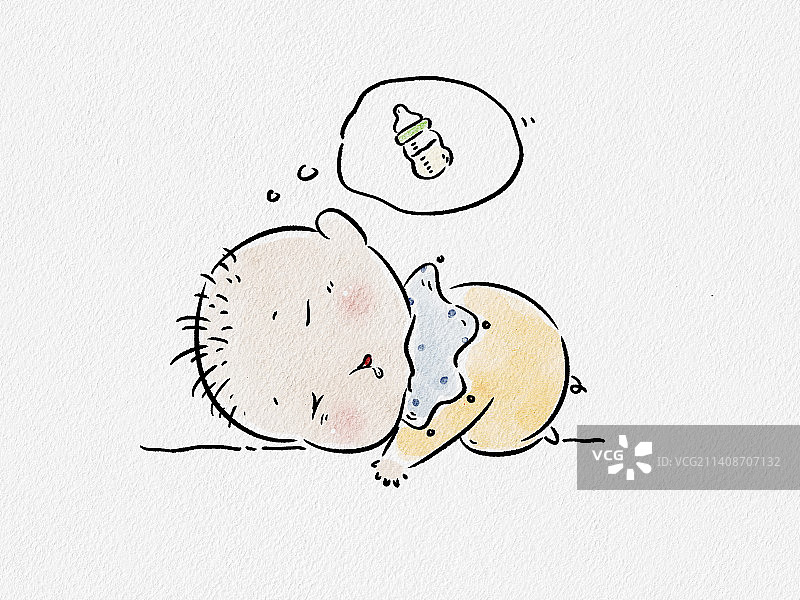 睡着的小宝宝睡觉梦见奶瓶图片素材