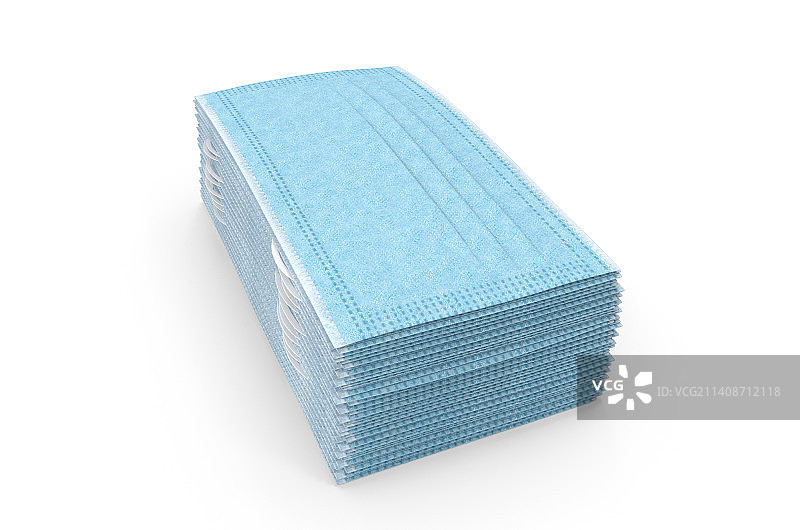 白色背景下的医疗口罩，医用外科口罩图片素材