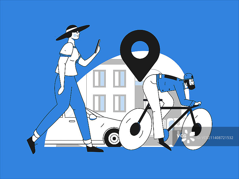 白领打车出行扁平矢量概念运营插画图片素材