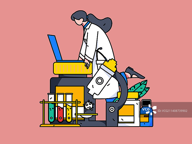 医生体检扁平矢量概念运营插画图片素材