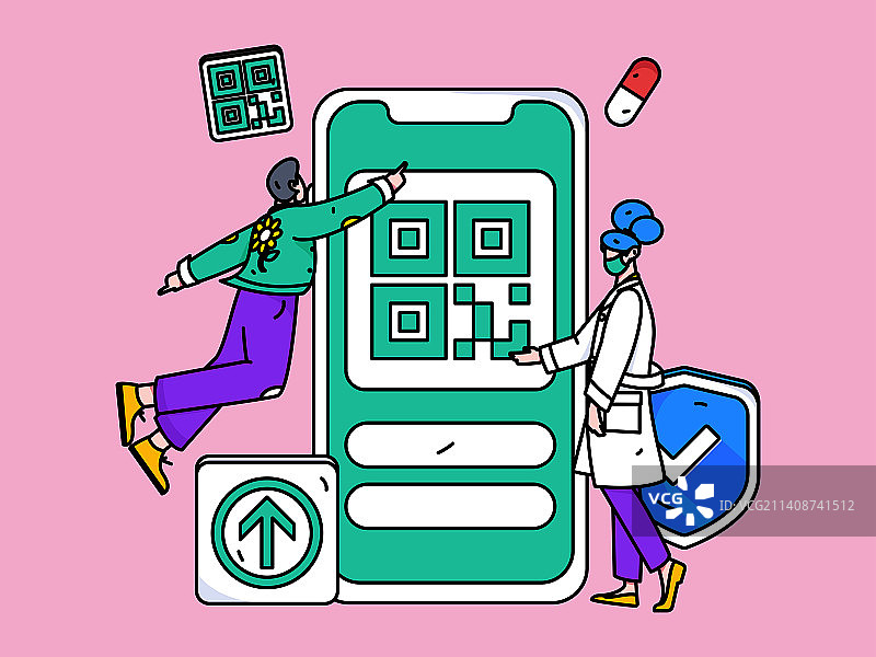 医生体检扁平矢量概念运营插画图片素材