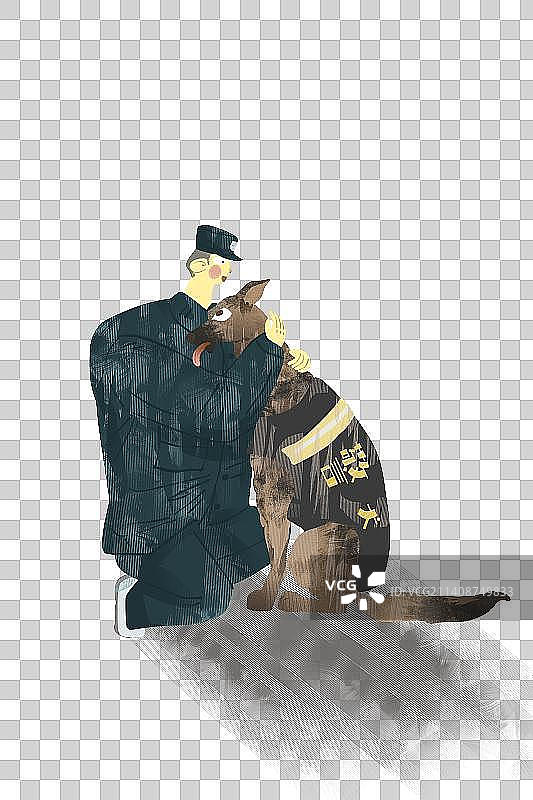 警犬与警察插画图片素材