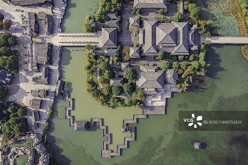 常州淹城公园航拍风光图片素材