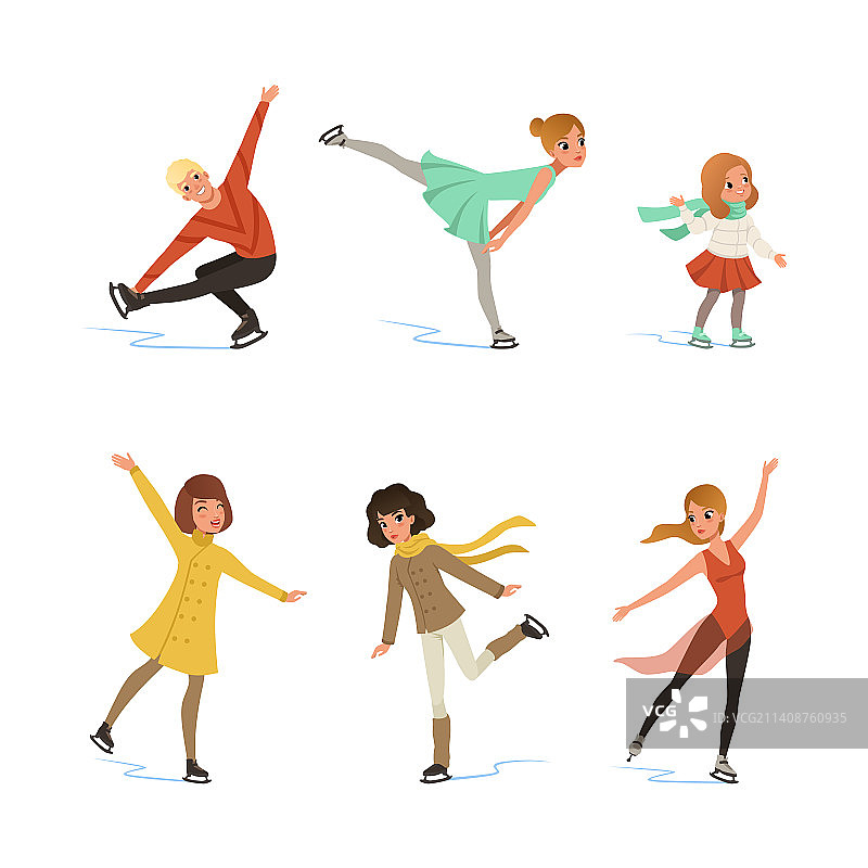 人们在冰上滑冰图片素材