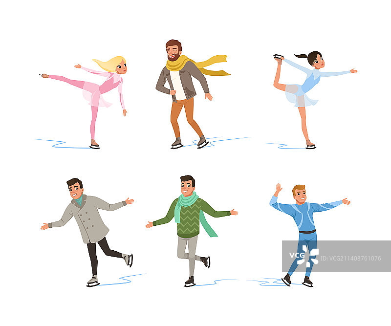 人们在冰上滑冰图片素材