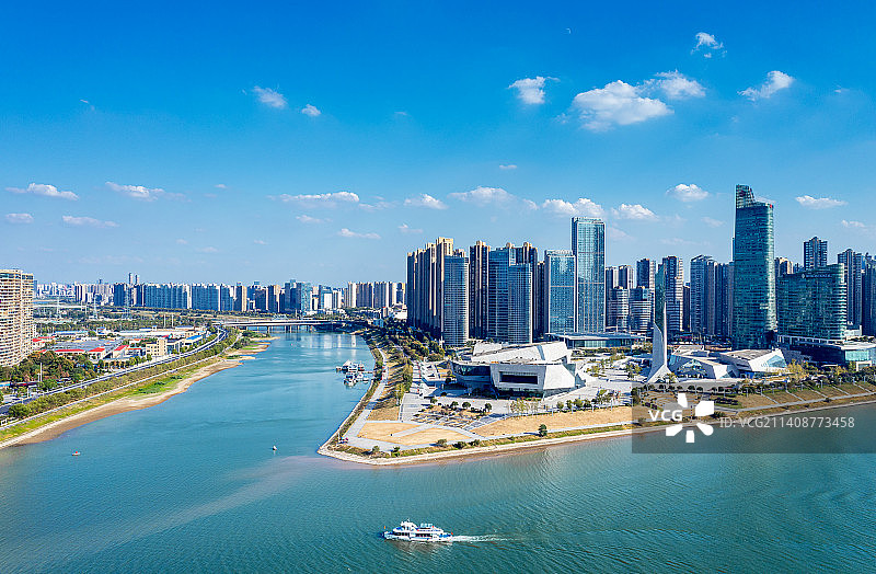 湖南长沙城市风光航拍全景图片素材