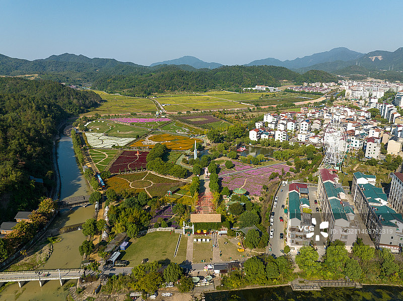 航拍浙江金华义乌大陈镇马畈农业奇观农业园图片素材