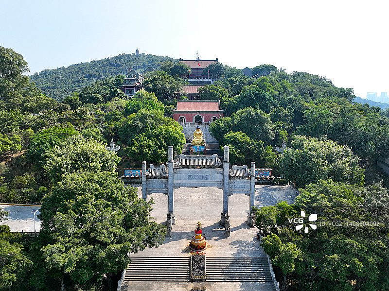 广东省佛山市顺德区顺峰山公园宝林寺航拍图片素材