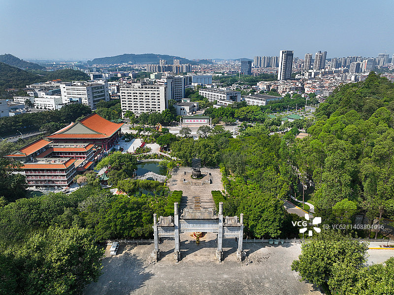 广东省佛山市顺德区顺峰山公园宝林寺航拍图片素材