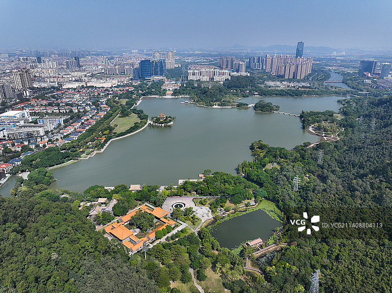 广东省佛山市顺德区顺峰山公园宝林寺航拍图片素材