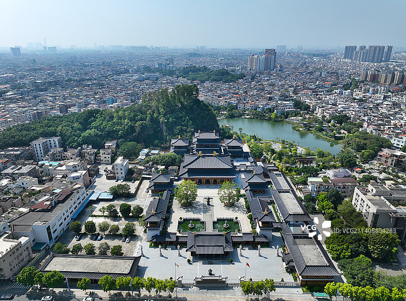 广东省中山市小榄镇隐秀寺航拍图片素材